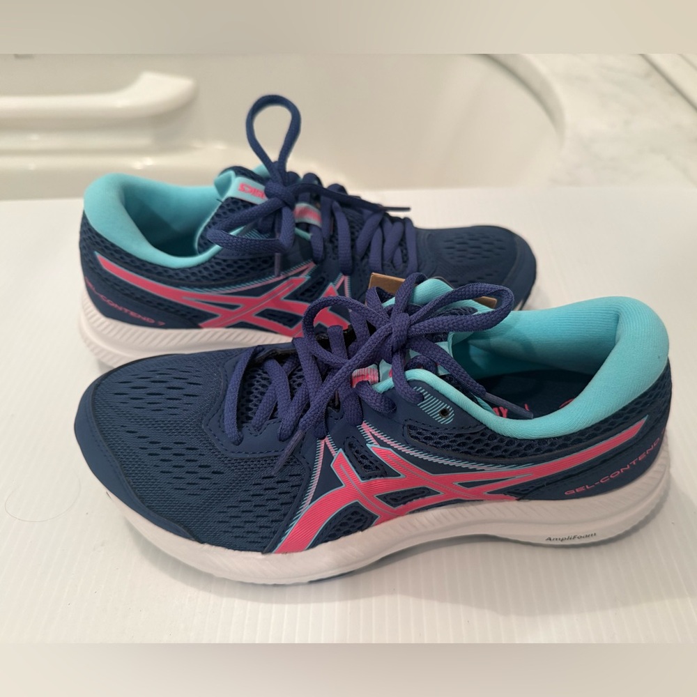 ASICS GEL-CONTEND 7 Running Shoes Midnight Blue hot Pink Women's sz 6